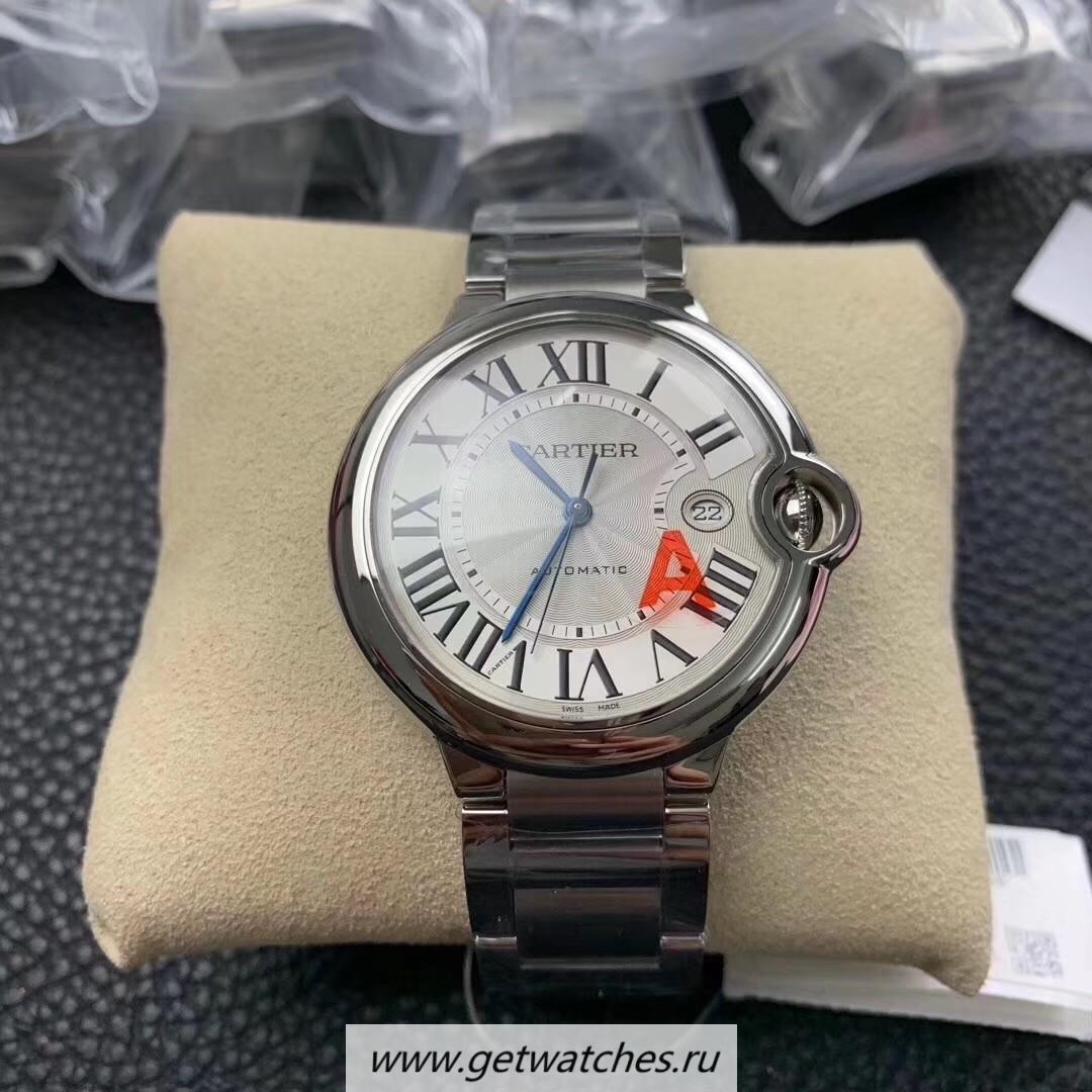 Copy Ca*t1er Ballon Bleu 42mm W69012Z4 V6F SS Silver Dial M9015