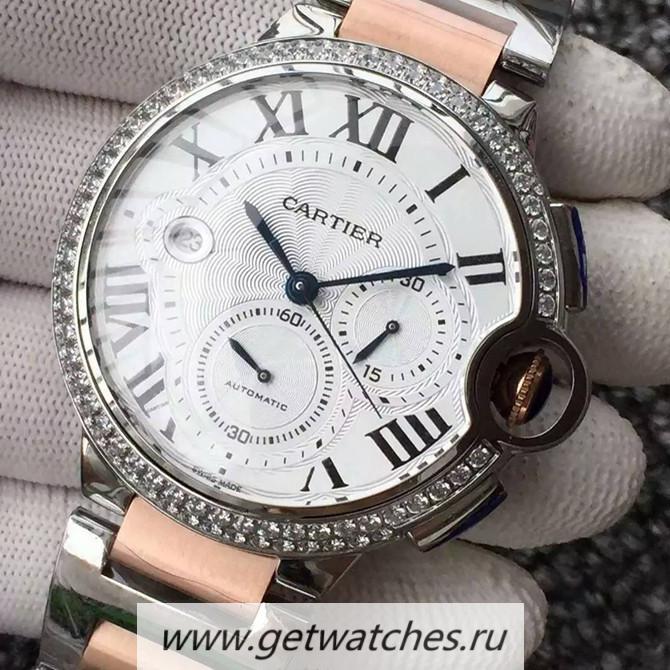 High Quality Ca*t1er Ballon Bleu Chrono SS & D1am0nds White Dial 7750