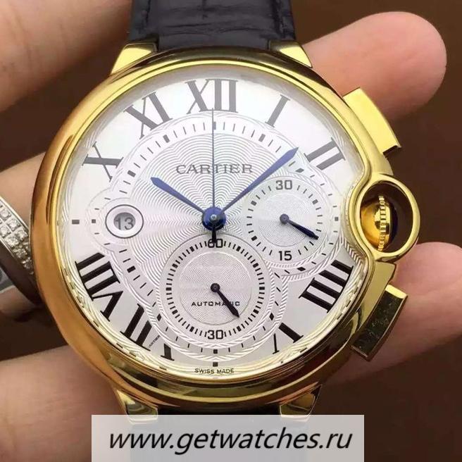 NEW Replica Ca*t1er Ballon Bleu Chrono Yellow Gold White Dial 7750