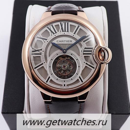 Fake Ca*t1er Ballon Bleu Flying Tourbillon W6920021 BBRF Rose Gold Silver Dial 9452MC