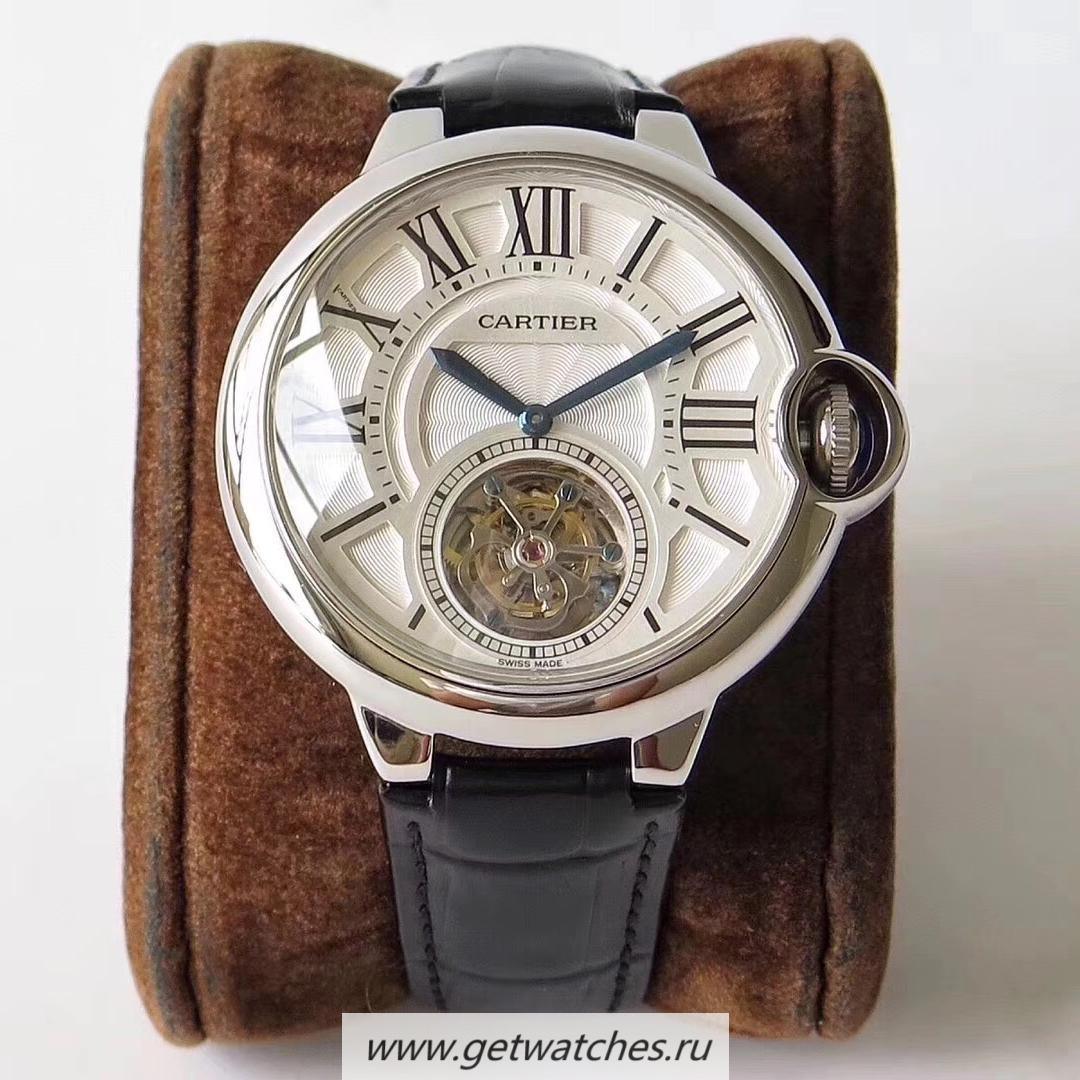 Replica Ca*t1er Ballon Bleu Flying Tourbillon W6920021 Noob Factory SS Silver Dial 9452MC