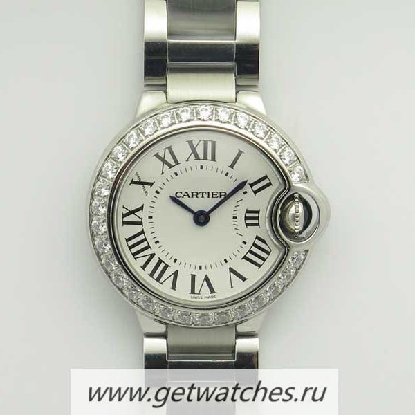 Perfect Replica Ca*t1er Ballon Bleu Ladies 28mm W4BB0015 V6F SS & D1am0nd White Dial Ronda Quartz