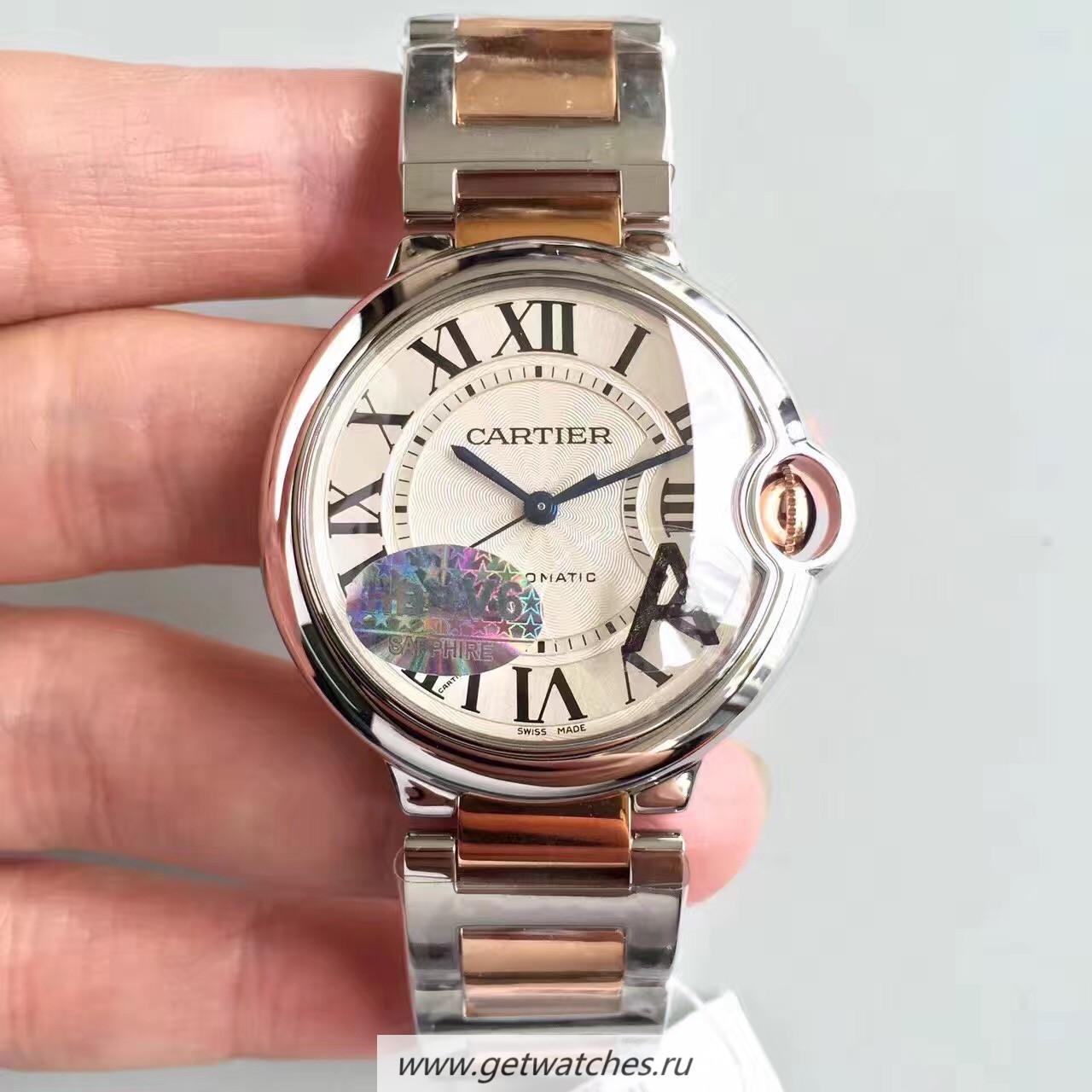 Replica Ca*t1er Ballon Bleu Ladies W6920033 36mm HBB V6F SS & Rose Gold Silver Dial M9015