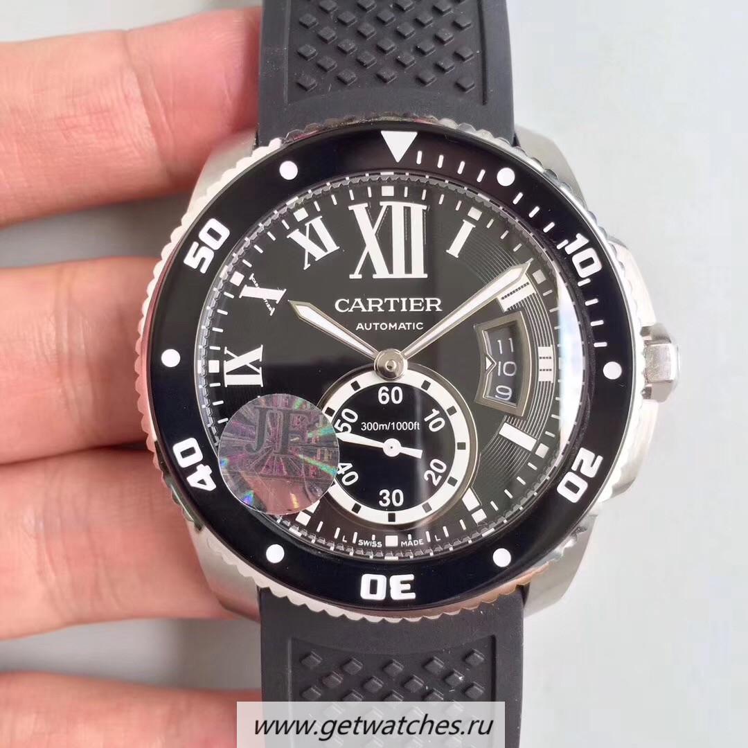 Copy Ca*t1er Calibre Diver W7100056 42mm JF SS Black Dial A23J
