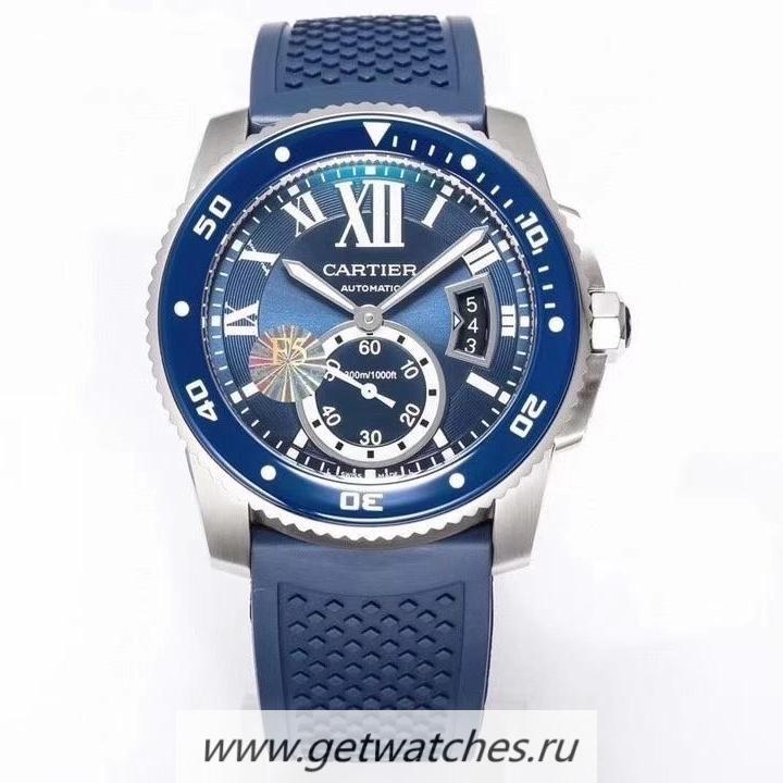Fake Ca*t1er Calibre Diver WSCA0010 42mm F5F SS Blue Dial 1904