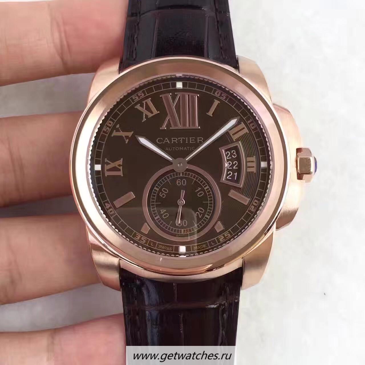 Fake Ca*t1er Calibre W7100040 42mm TF Rose Gold Chocolate Dial 1904MC
