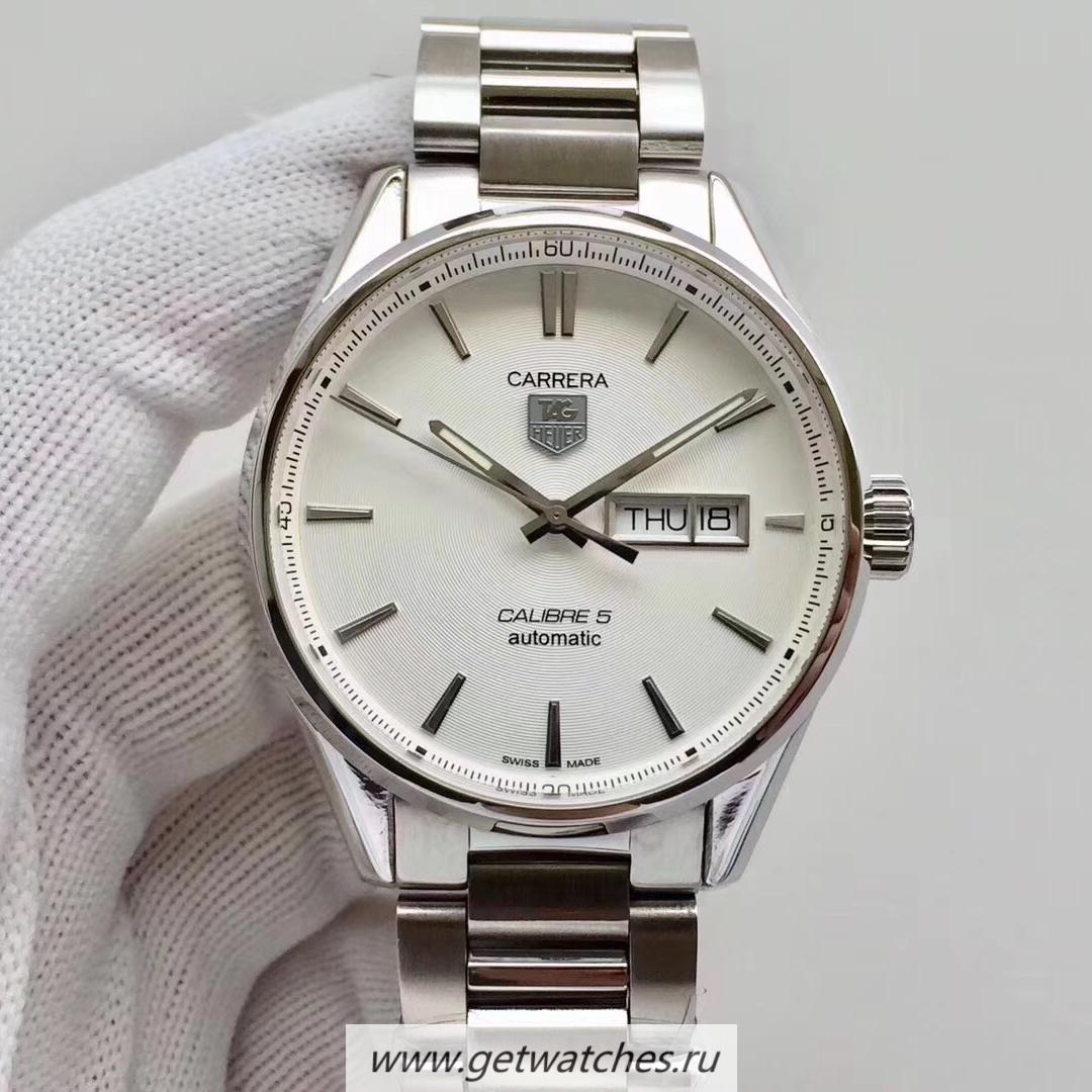 Replica Tag Heuer Carrera Calibre 5 Day-Date 41mm WAR201C.FC6266 HBB V6F SS Black Dial Calibre 5