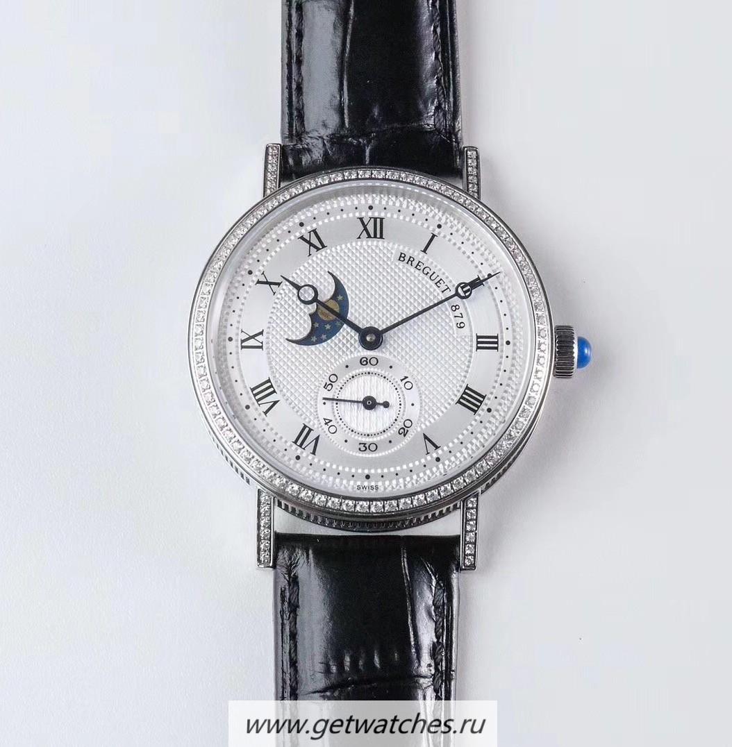 Shop Breguet Classique Moonphase 4396 GXGF SS & D1am0nd Silver Dial 5165R