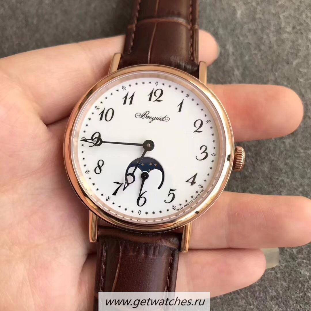 Shop Breguet Classique Moonphase 9088BR/29/964/DD0D Noob Factory Rose Gold White Dial 770