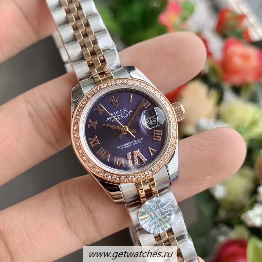 Replica R01ex Datejust 28mm 279381 RBR Ladies WF SS & Rose Gold Purple Dial 2671