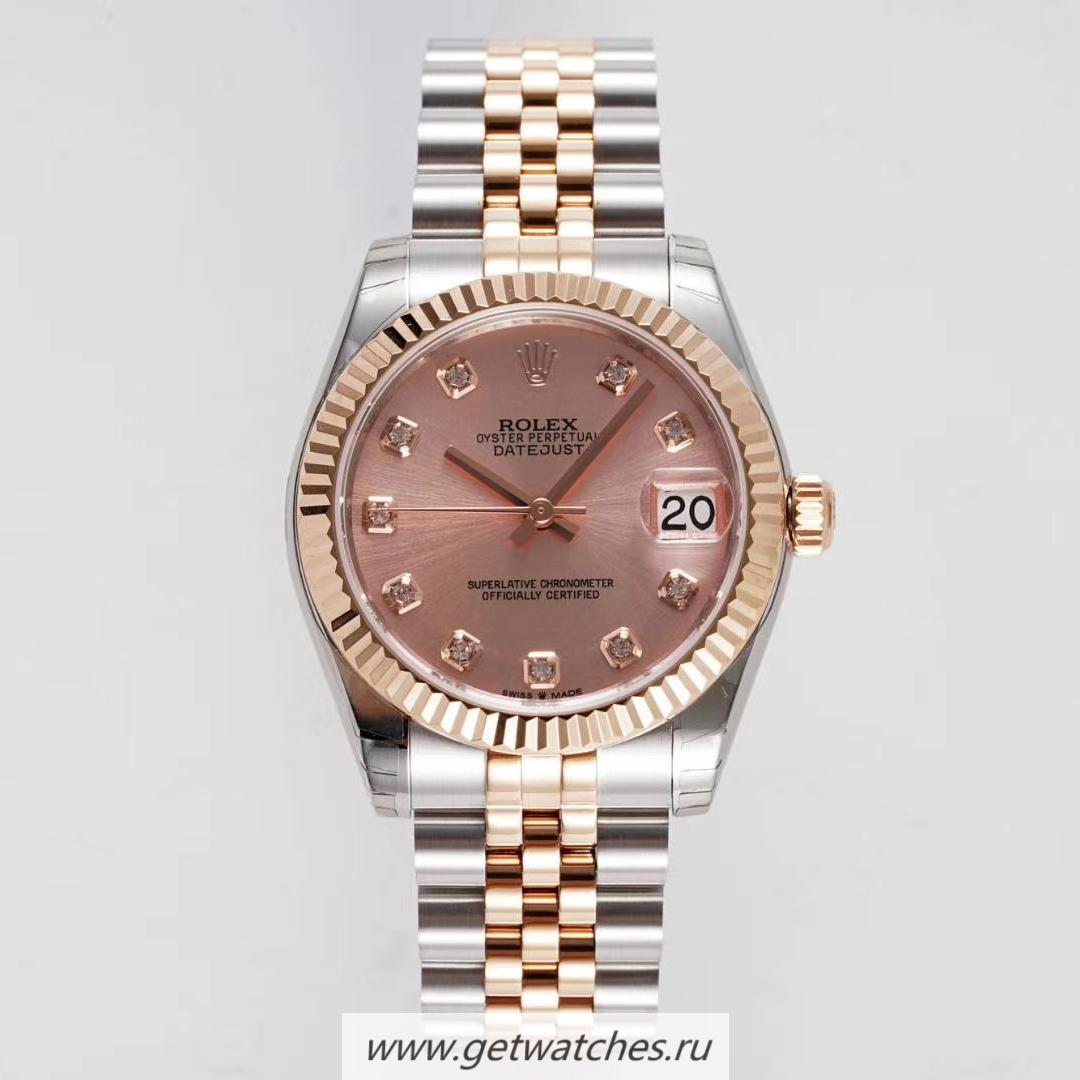 Fake R01ex Datejust 31 278273 GSF SS 904L & Rose Gold Pink Dial 2836