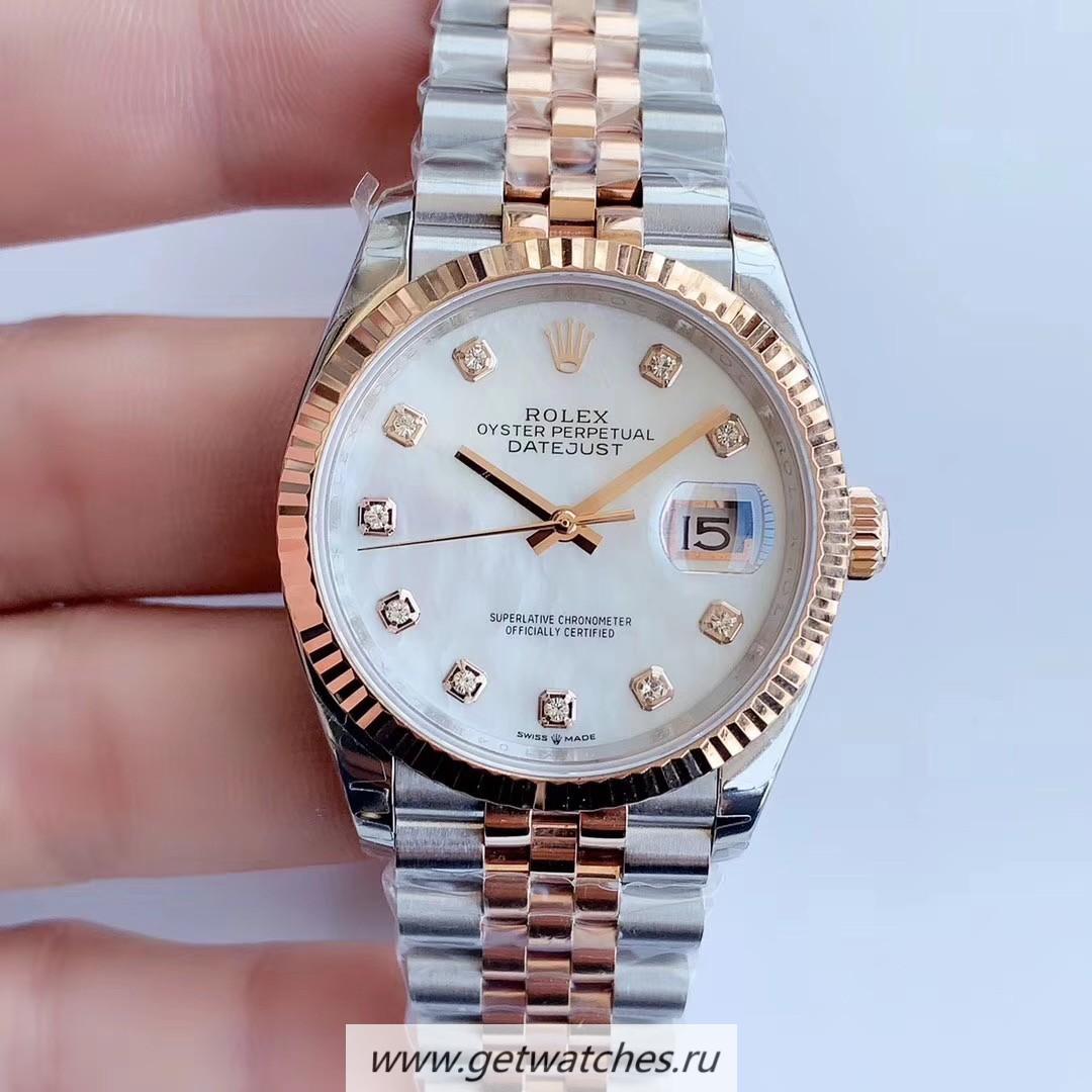 Perfect Replica R01ex Datejust 36 116233 EWF SS & Rose Gold MOP Dial 3235