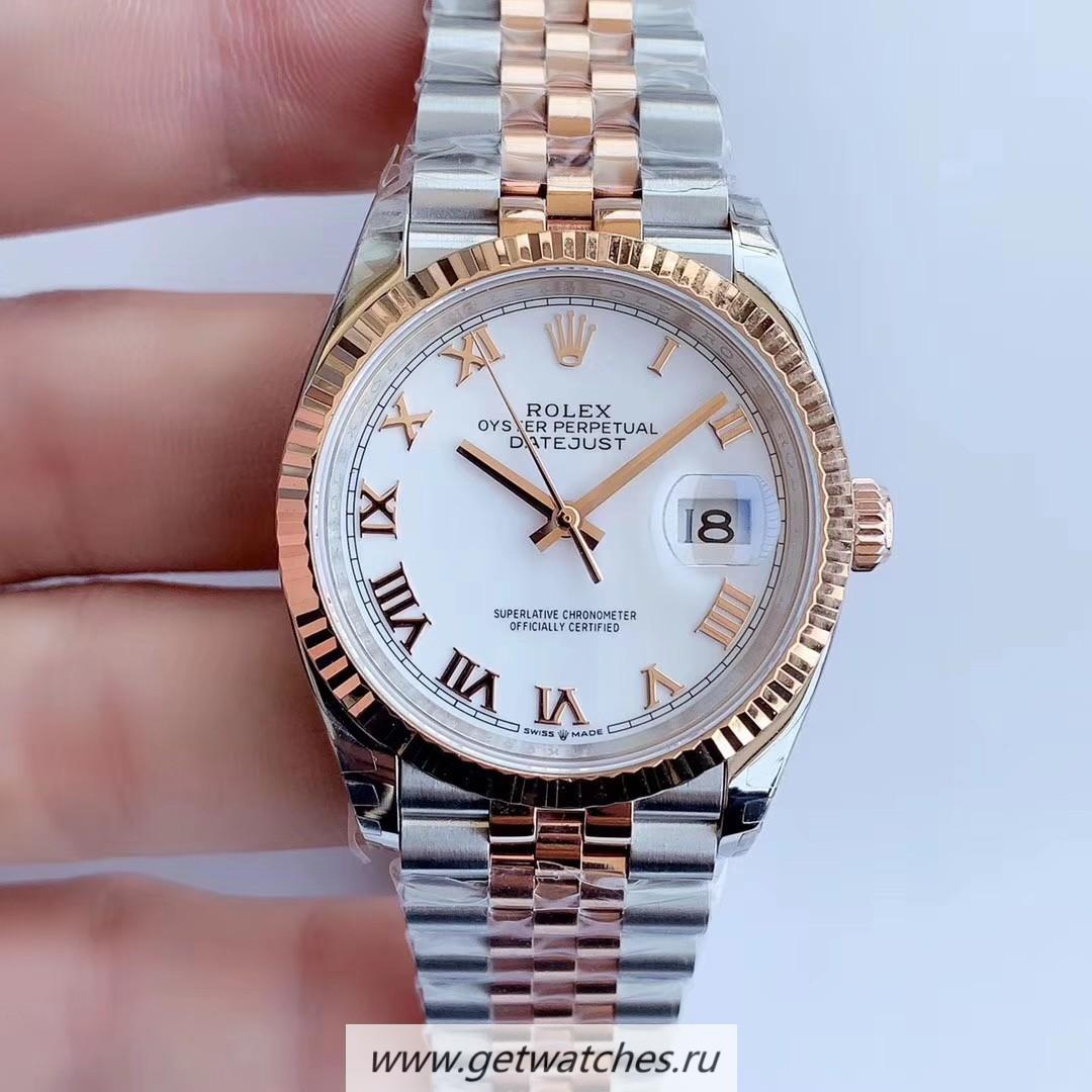 Copy R01ex Datejust 36 116233 EWF SS & Rose Gold White Dial 3235