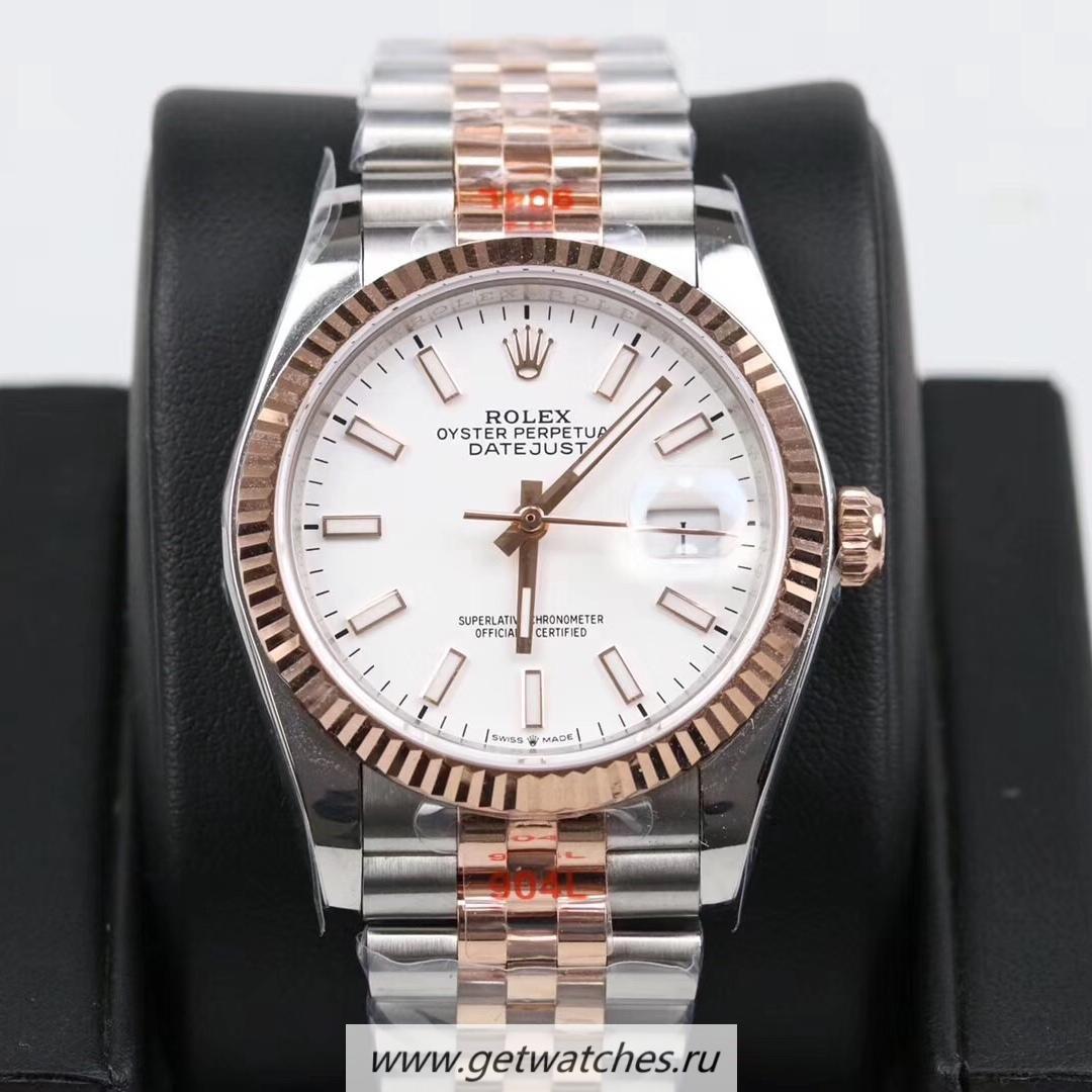 Perfect Replica R01ex Datejust 36mm 116231 GMF SS 904L & Rose Gold White Dial 2824