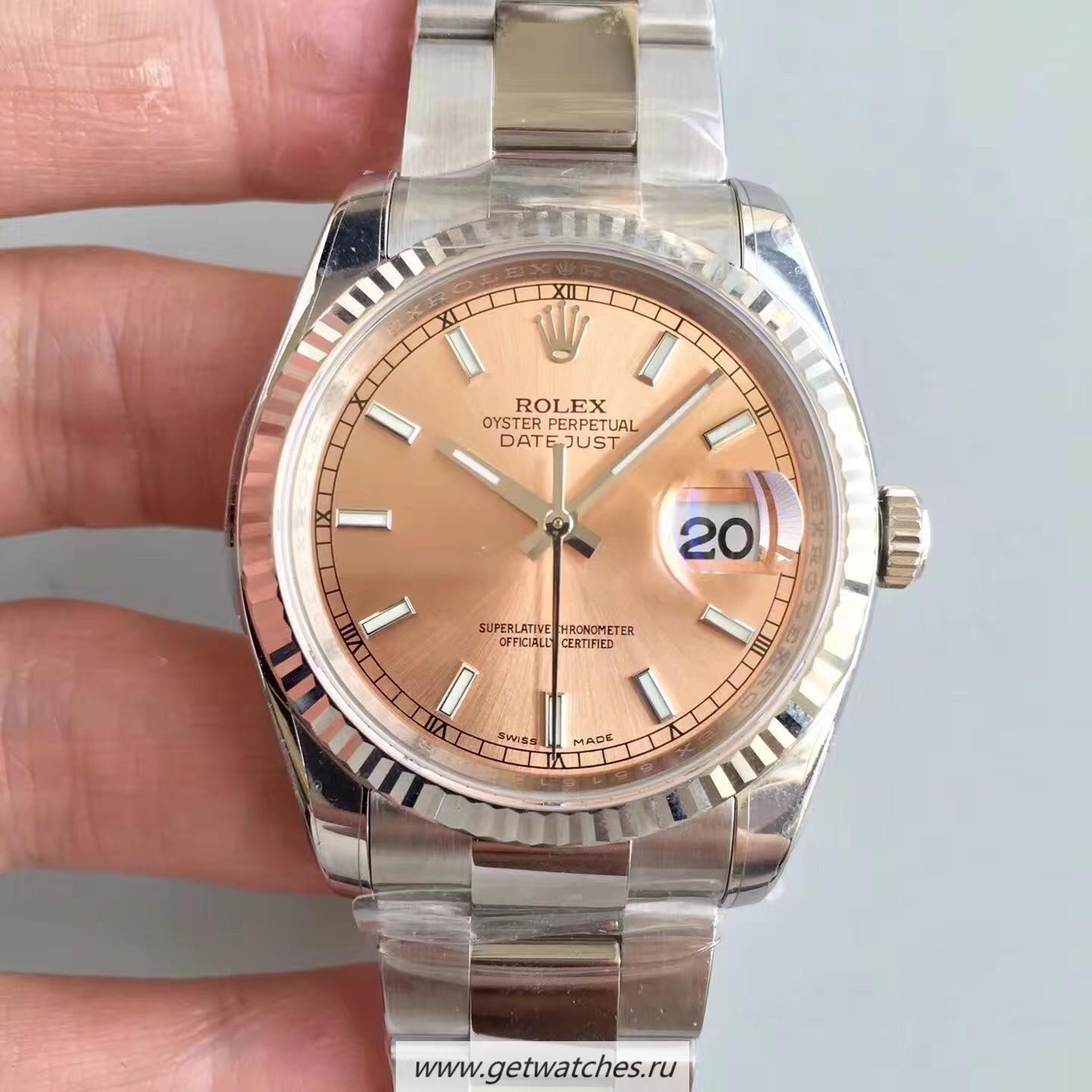 Copy R01ex Datejust 36mm 116234 ARF SS 904L Rose Gold Dial 3135