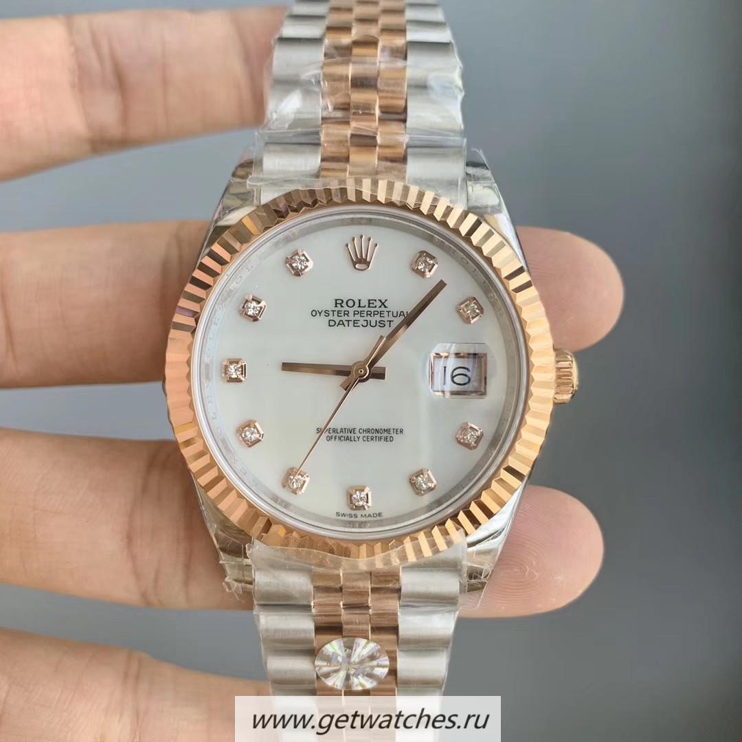 Fake R01ex Datejust 41 126331 WF SS 904L & Rose Gold White Dial 3235