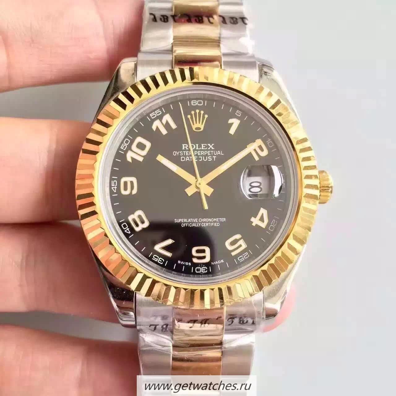 Replica R01ex Datejust 41 126333 41mm NF SS & Yellow Gold Black & Arabic Dial 2836