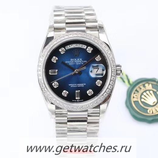 Replica R01ex Day-Date 36 128238 EWF SS Blue Dial 3255