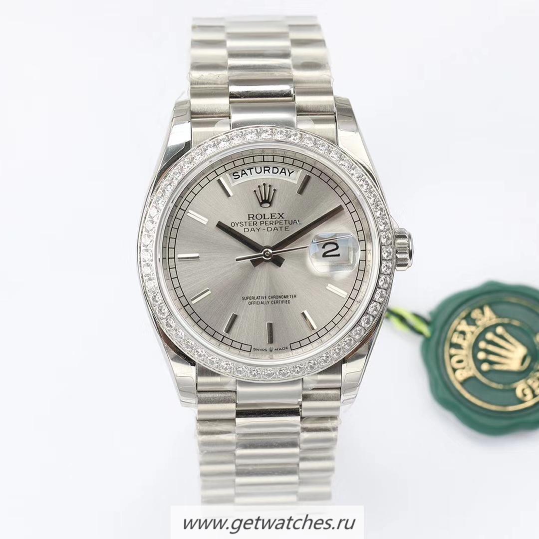 Shop R01ex Day-Date 36 128238 EWF SS Silver Dial 3255
