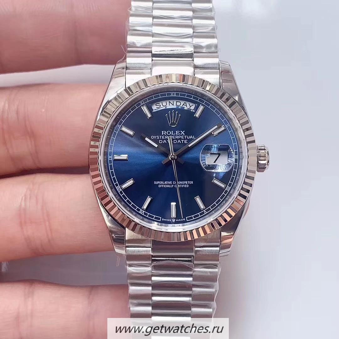 NEW Replica R01ex Day-Date 36 128239 EWF SS Blue Dial 3255