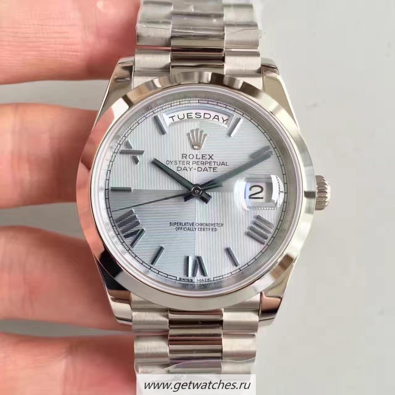 Copy R01ex Day-Date 40 228206 40mm Noob Factory SS Ice Blue Quadrant Dial 3255