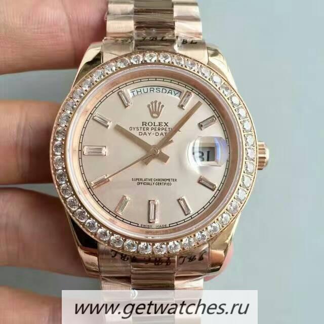 Replica R01ex Day-Date 40 228235 40mm KWF Rose Gold & D1am0nds Cream Dial 3255