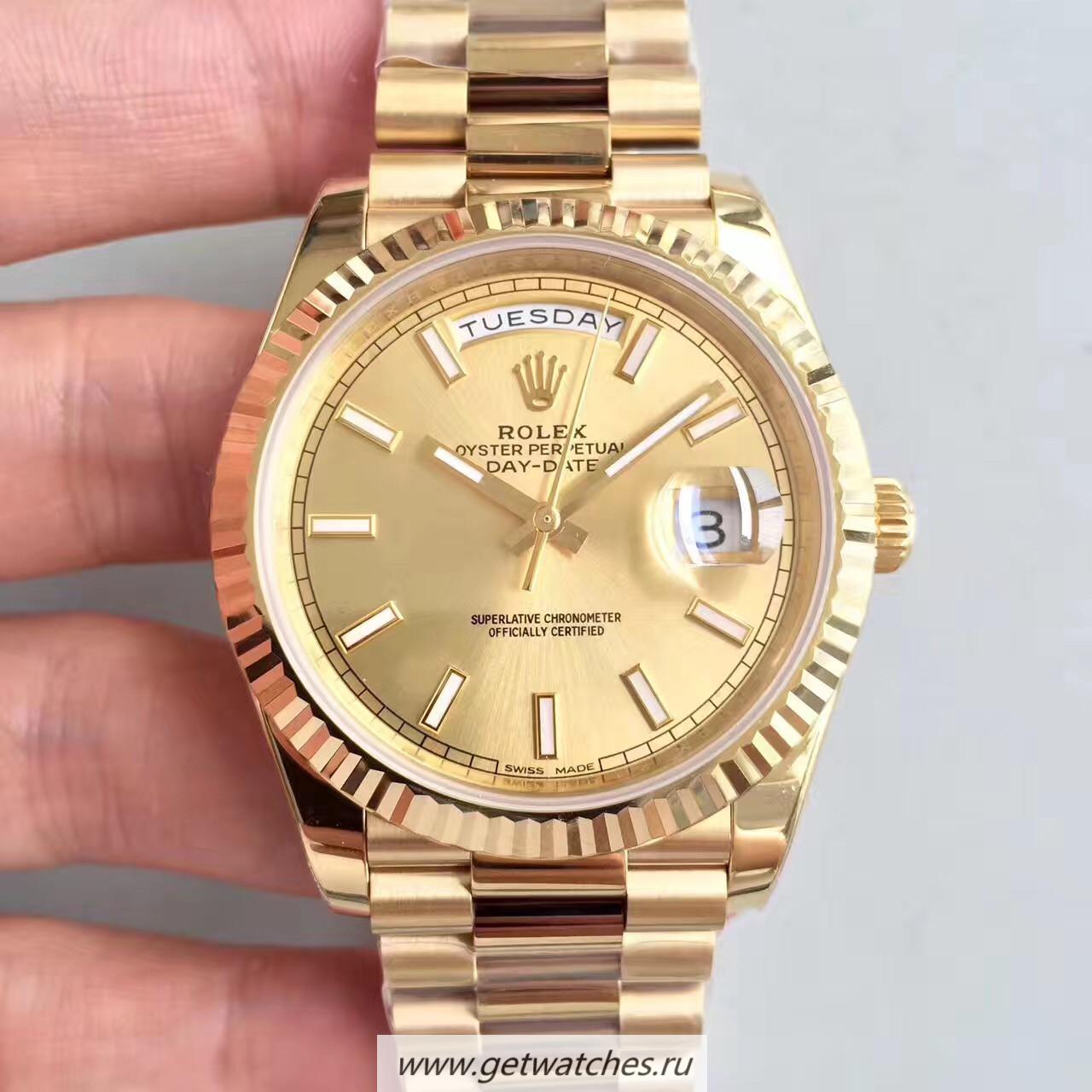 High Quality R01ex Day-Date 40 228238 Noob Factory Yellow Gold Champagne Dial 3255