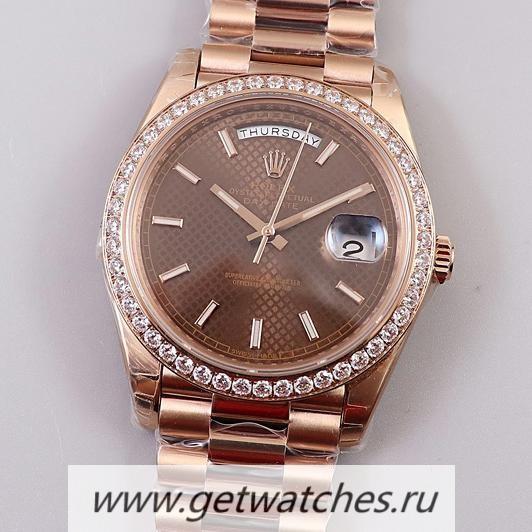 Copy R01ex Day-Date 40 228345 RBR EWF Rose Gold Chocolate Dial 3255