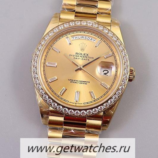 NEW Replica R01ex Day-Date 40 228348 RBR EWF Yellow Gold Champagne & D1am0nd Dial 3255