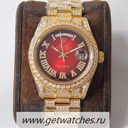 High Quality R01ex Day-Date 40 228348 RBR TWF 18K Yellow Gold Wrapped SS 904L & D1am0nd Red Dial 2836