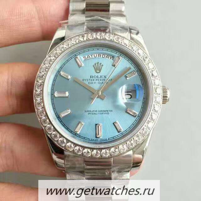 Shop R01ex Day-Date 40 228396 TBR 40mm KWF SS & D1am0nds Blue Dial 3255