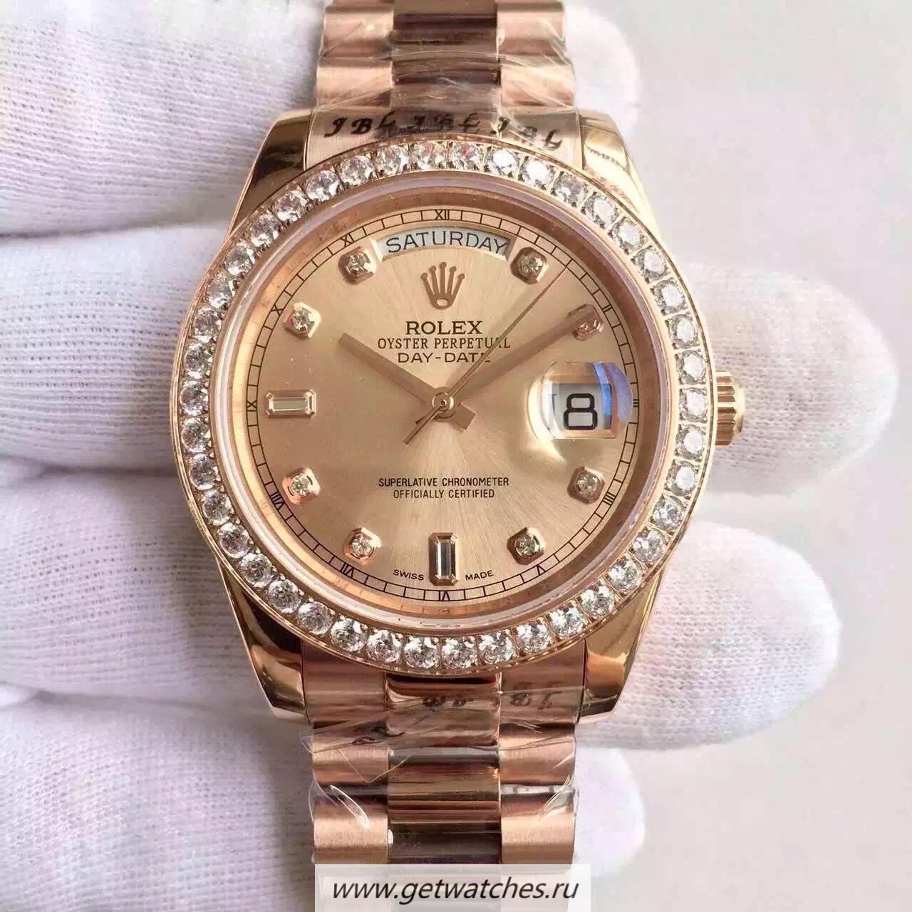 Best Price R01ex Day-Date II 218235 41mm KWF Rose Gold & D1am0nds Gold Dial 3255