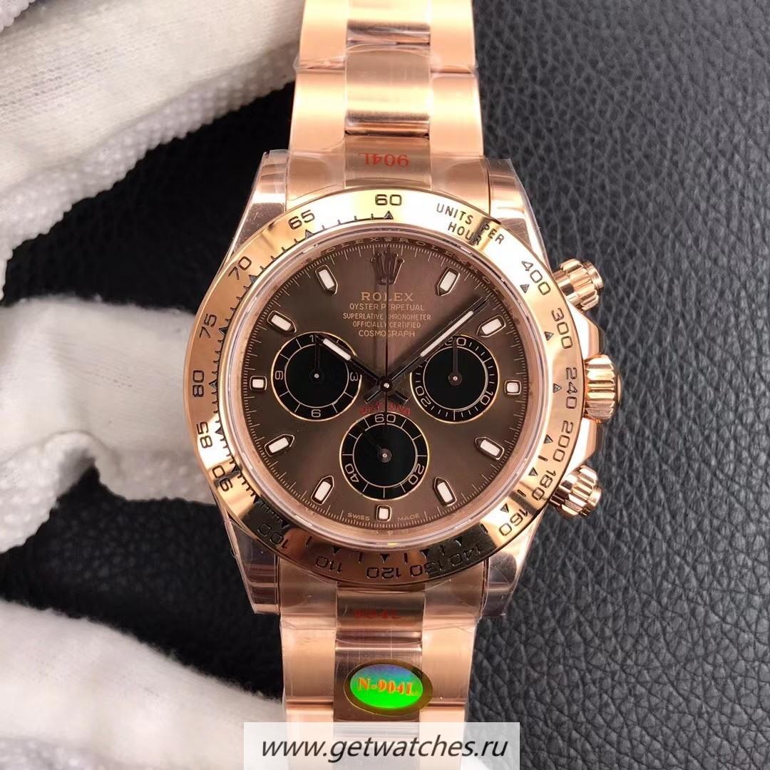 Replica R01ex Daytona 116505 Noob Factory V4 Rose Gold Plated SS 904L Chocolate/Black Dial 4130