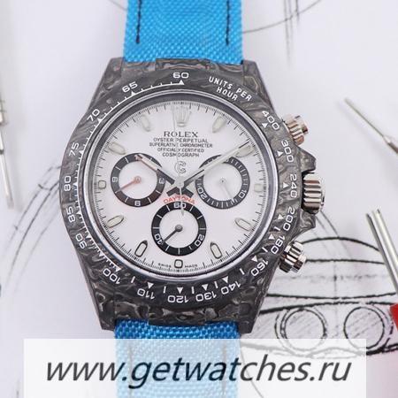 Copy R01ex Daytona DIW WWF V2 Forged Carbon White Dial Blue Strap 7750