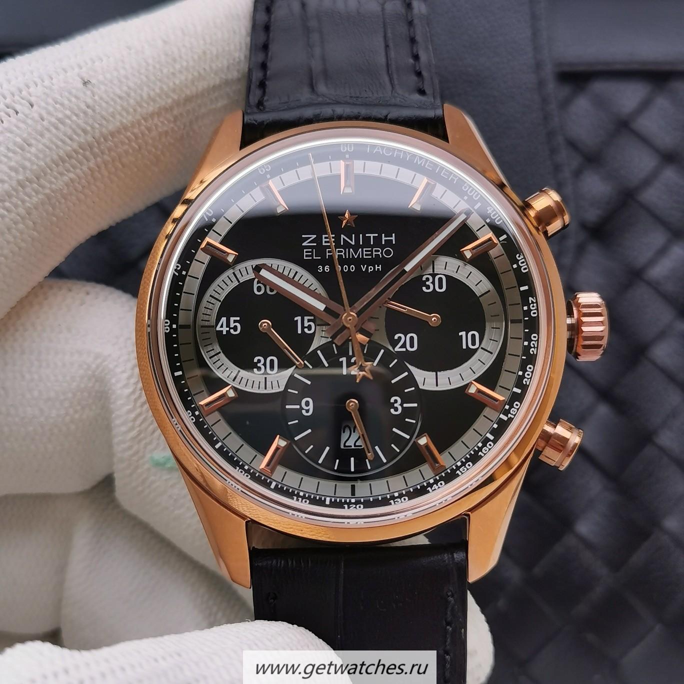 NEW Replica Zenith El Primero Chrono AXF Rose Gold Black Dial 7750