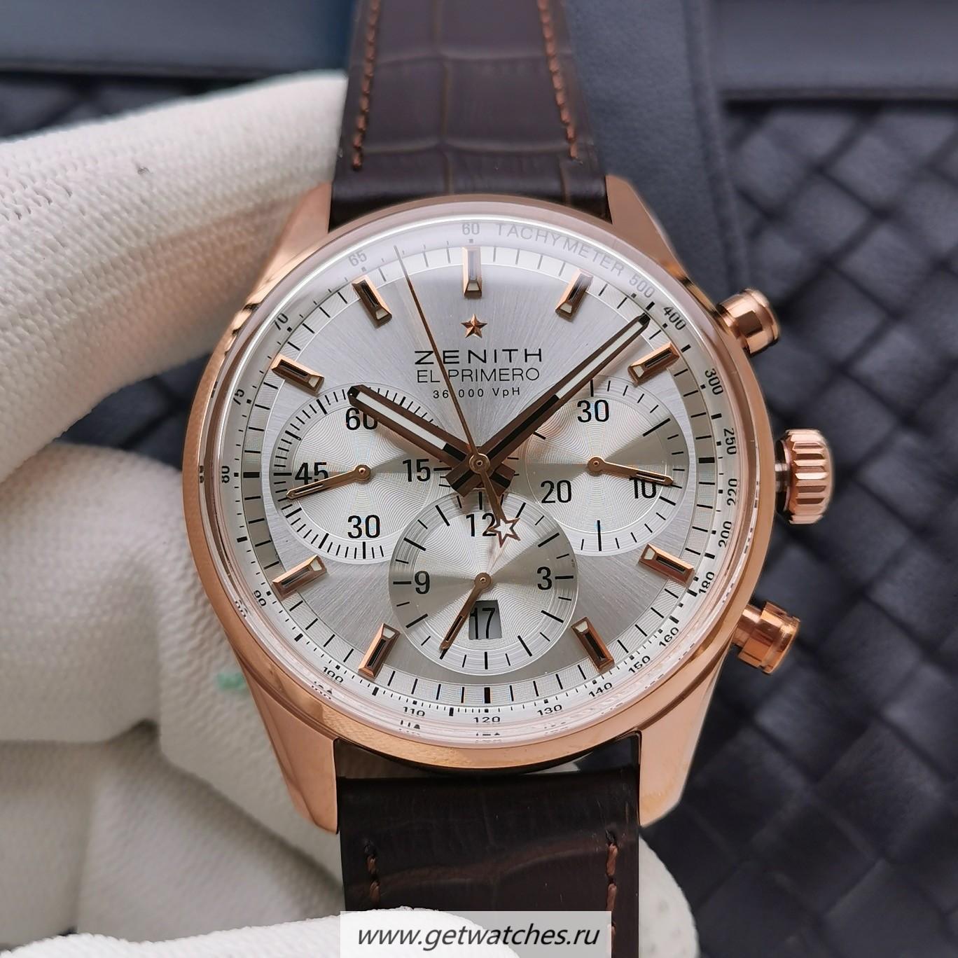 Best Price Zenith El Primero Chrono AXF Rose Gold Silver Dial 7750