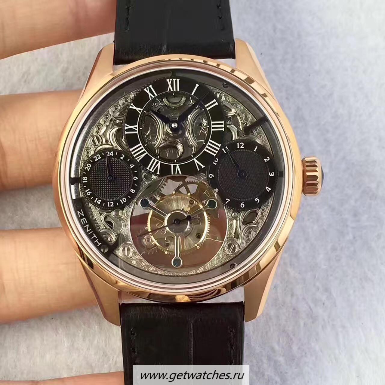 Copy Zenith El Primero Tourbillon BPF Rose Gold Skeleton Dial Tourbillon