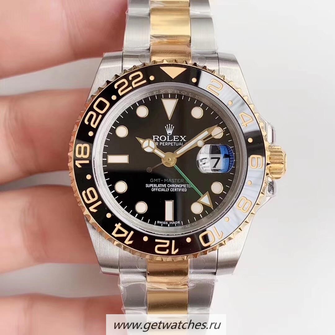 Replica R01ex GMT-Master II 116713 LN EWF SS & Yellow Gold Black Dial 2836