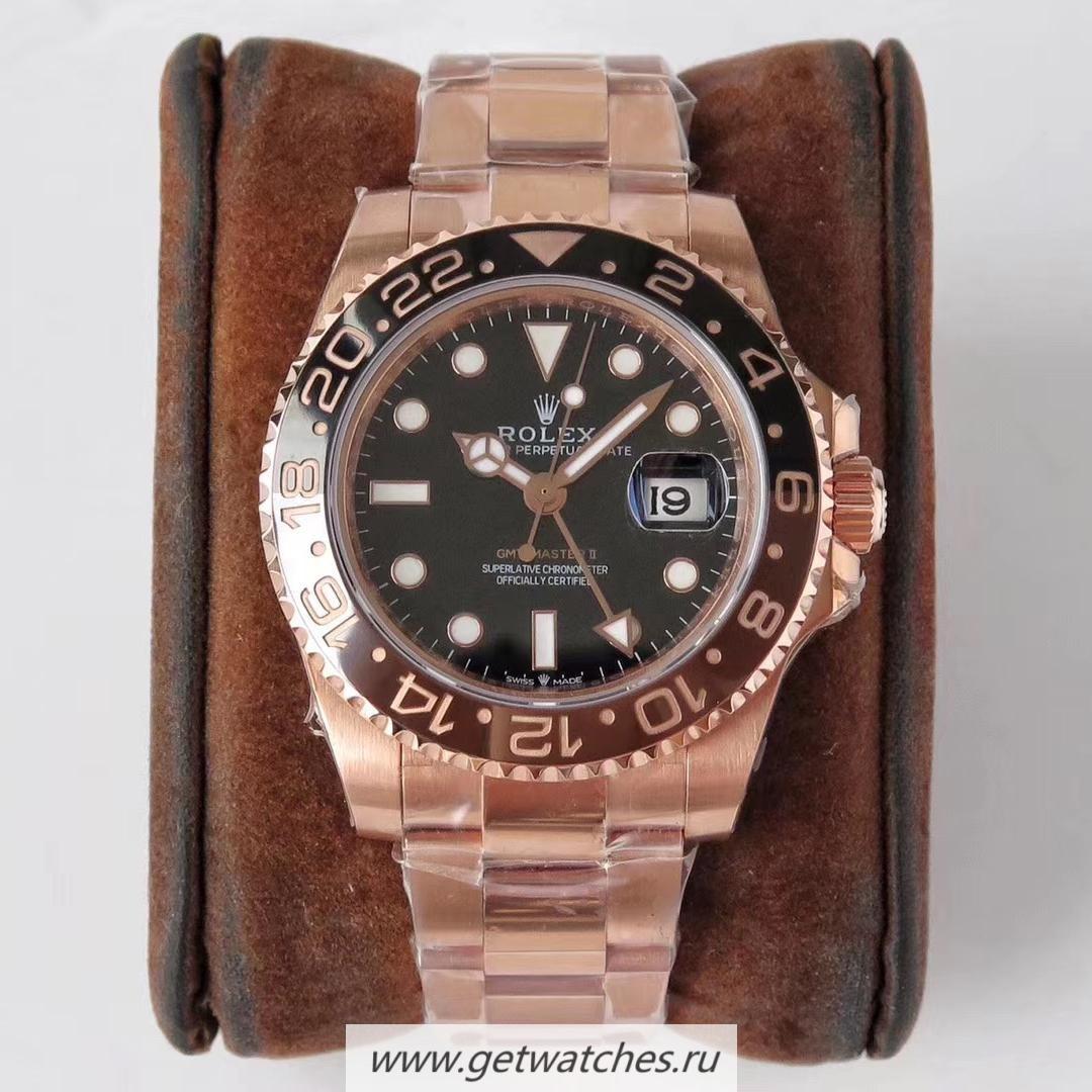 Shop R01ex GMT-Master II 126715 CHNR VRF 18K Rose Gold Wrapped Black Dial 2836