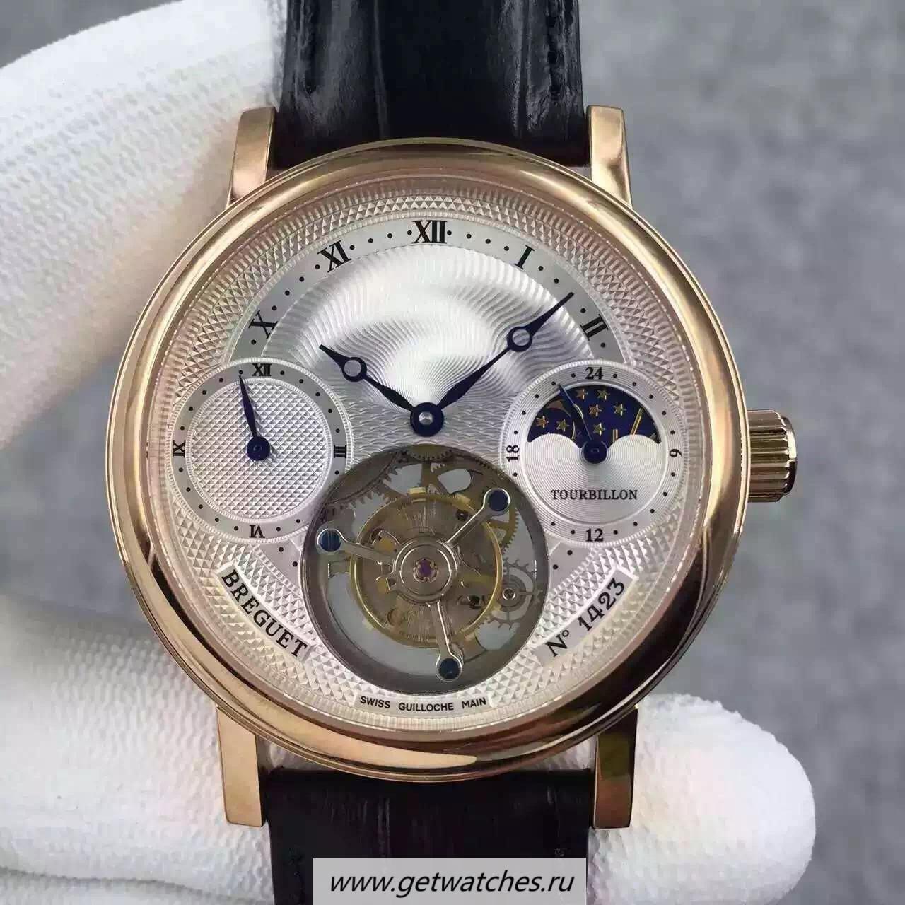 High Quality Breguet Grand Complication Moonphase Tourbillon AXF Rose Gold Silver Dial Tourbillon