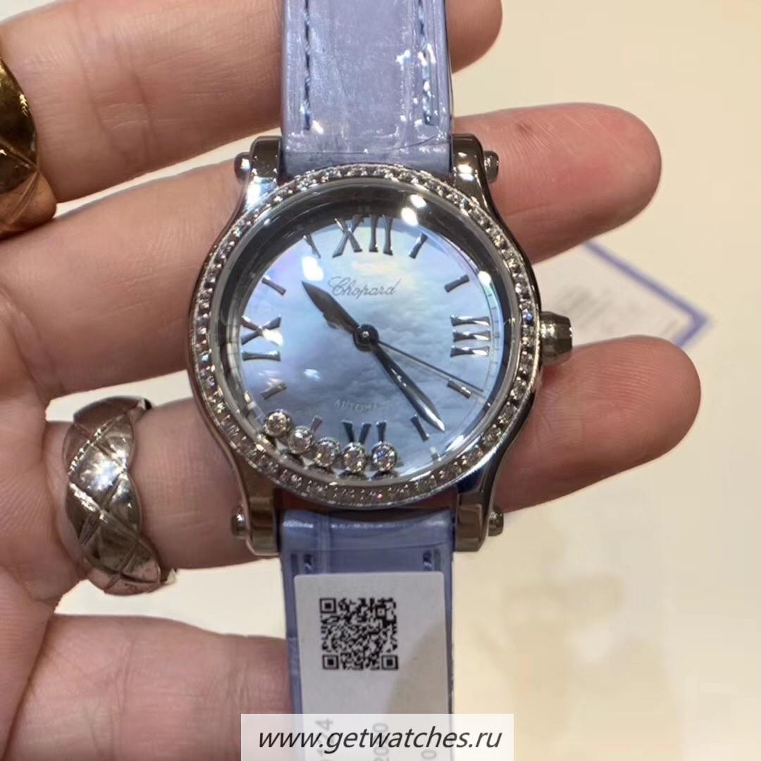 High Quality Chopard Happy Sport 30mm Automatic 278573-3010 NRF SS & D1am0nd Blue Mother of Pearl Dial 2892