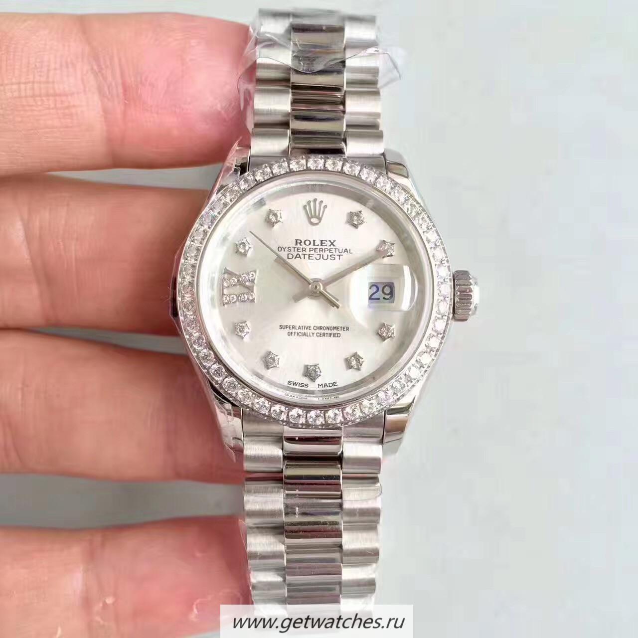 Shop R01ex Ladies Datejust 28 279136 RBR 28mm Noob Factory SS & D1am0nds Silver Dial 2236
