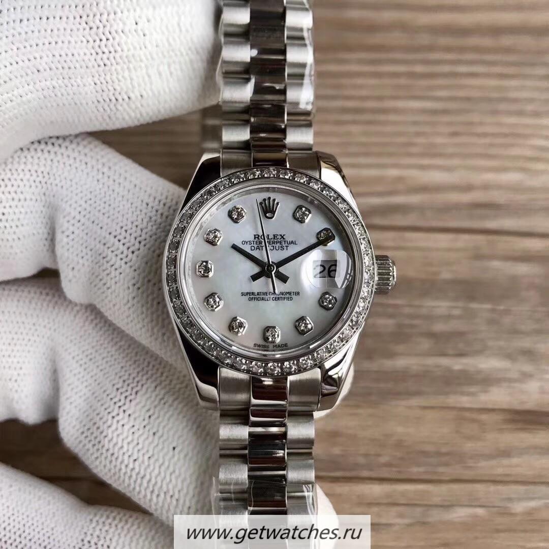 Perfect Replica R01ex Ladies Datejust 28 279136 RBR 28mm WF SS & D1am0nds Mother Of Pearl Dial 2671