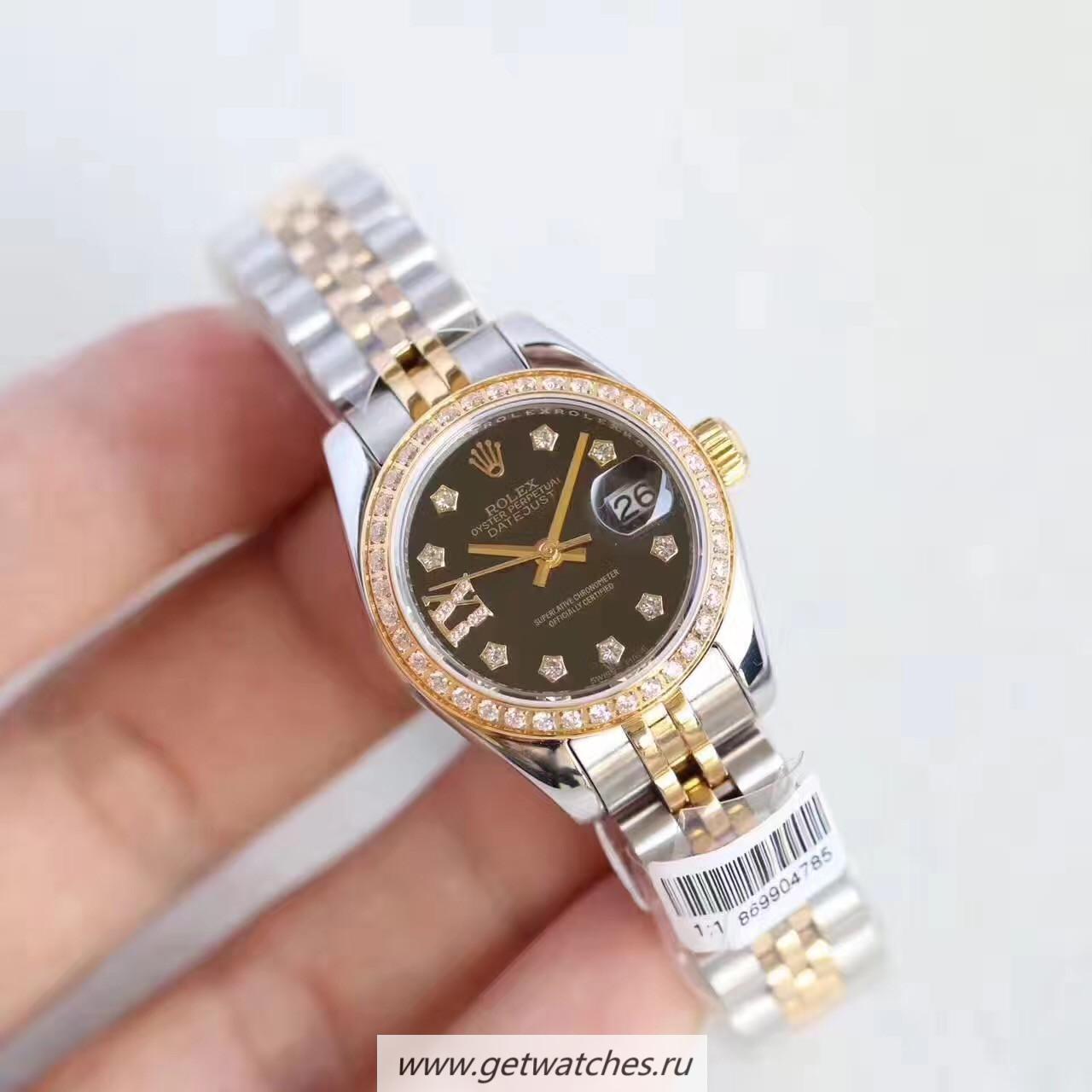 NEW Replica R01ex Ladies Datejust 28 279383 RBR 28mm Noob Factory SS & Yellow Gold Black Dial 2671