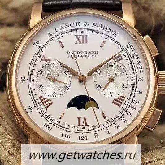 Copy A. Lange & Sohne Lemania Moonphase Chrono Rose Gold White Dial Lemania