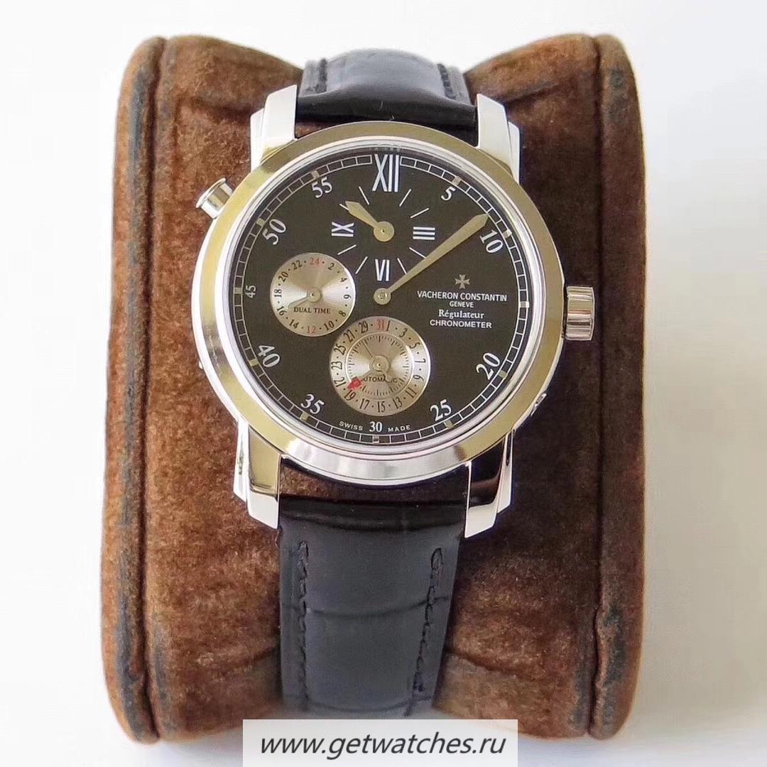 Replica Vacheron C0nstan1n Malte Regulateur Dual Time 42005/000G K11F SS Black Dial 1206