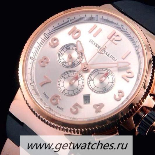 NEW Replica Ulysse Nardin Marine Chrono Rose Gold Arabian Numbers Silver Dial 7750