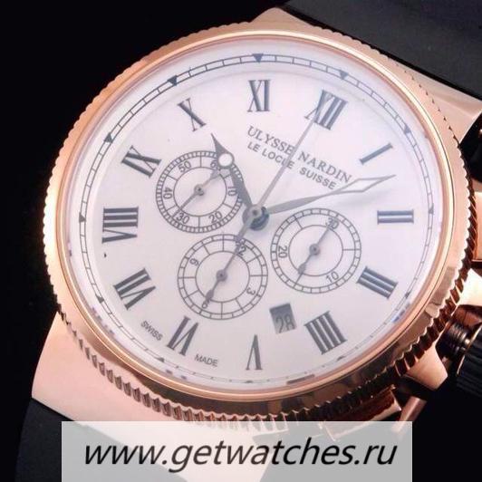 Best Price Ulysse Nardin Marine Chrono Rose Gold Roman Numbers White Dial 7750