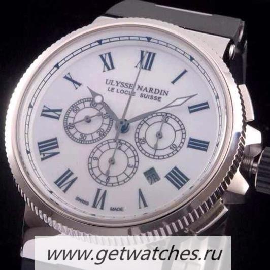 High Quality Ulysse Nardin Marine Chrono SS Roman Numbers White Dial 7750