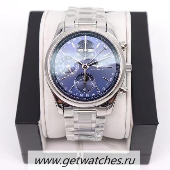 Copy Longines Master Collection Moonphase Chrono GLF SS Blue Dial 7751